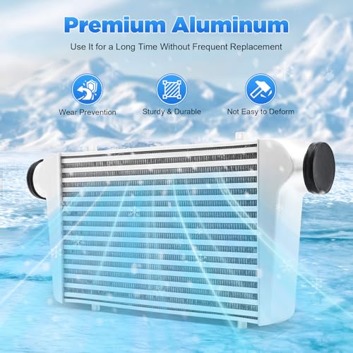Universal Intercooler Aluminum Intercooler Front Mount 3" Inlet & Outlet Direct Replacement for Any Turbo Charger System Silver (25x12x3" 3") - size: 25x12x3" 3"
