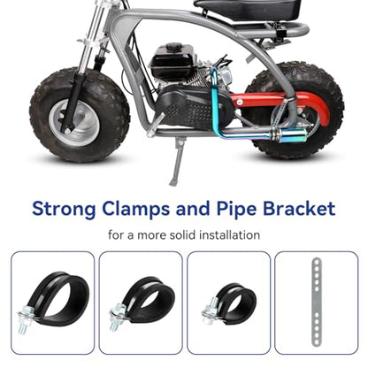 Left Long 212cc Exhaust Pipe with Muffler Compatible with Predator 212 196cc Coleman CT200U BT200X Axis M200 Mini Bike 6.5hp GX160 GX200 Clone Engine KT196 Go Kart with Main Jet Kit Colorful - color: Colourful