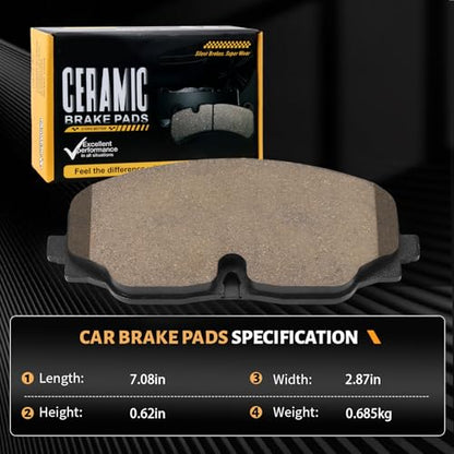 D2074 Front Ceramic Brake Pads Kit Fit For Volkswagen Atlas 2018-2023, For Volkswagen Atlas Cross Sport 2020-2023 - style: HZ2074
