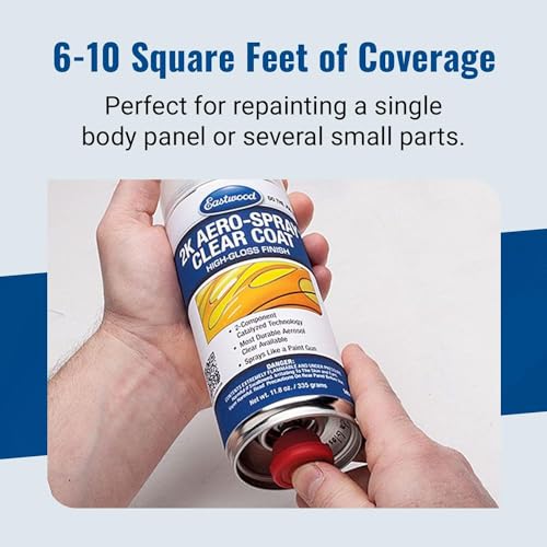 Eastwood 2k Aerosol Spray | Clear Coat Automotive Paint Aerosol Spray with Long-lasting and Durable Finish 11.8 Oz Can | Clear Coat | 4 Pack