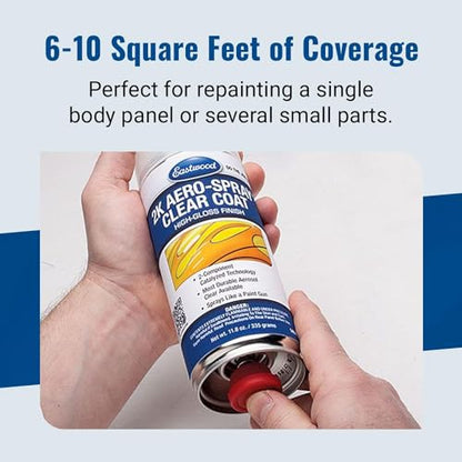 Eastwood 2k Aerosol Spray | Clear Coat Automotive Paint Aerosol Spray with Long-lasting and Durable Finish 11.8 Oz Can | Clear Coat | 4 Pack