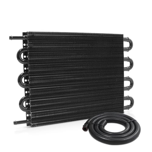 Universal Transmission Oil Cooler Kit Fin Oil Cooler Kit (Black, 8 Pass) - color: Black, size: 8 Pass