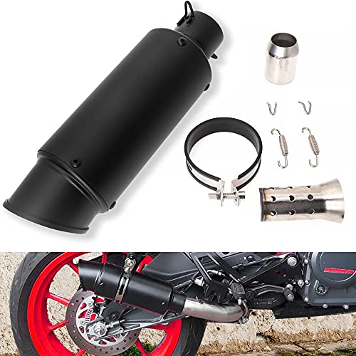 Universal Slip on Modified Exhaust Mufflers with Silencers Compatible with Motorcycle Grom ATV Dirt Bike Street Bike Scooter Pipe Diameter 38mm-51mm Exhaust,Black - color: Black