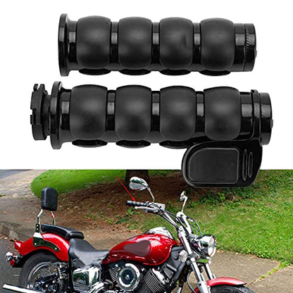 Pair of 1" Dual Black Motorcycle Bar End Hand Grips Handlebar Compatible with Cruisers Harley Yamaha Suzuki - color: Black#2