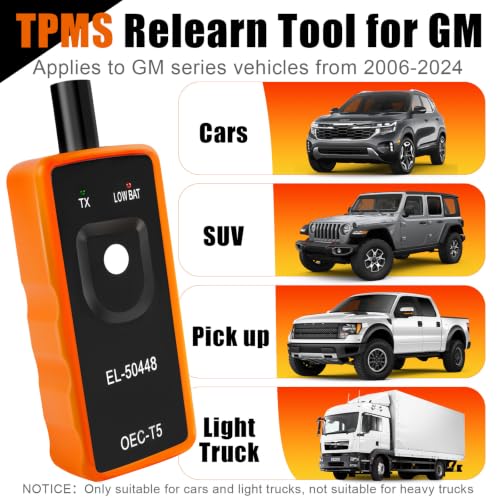 TPMS Relearn Tool w/4Pcs Tire Valve Stem Cap,TPMS Reset Tool for GM Vehicle - size: No Battery