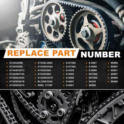 Engine Timing Chain Kit with Tensioner & Guide Compatible with 2011-2017 F150 Flex Taurus Edge Explorer Mustang Lincoln MKS MKX MKZ 3.7L 3.5L - size: AT4Z6268C