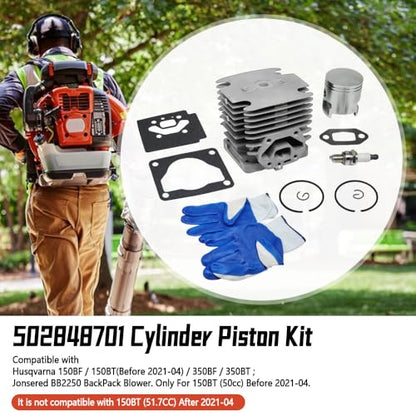 NAJING 502848701 Cyl Piston Kit for Husqvarna 150BF 150BT 350BF BB2250 44mm
