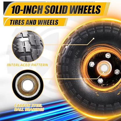 MZREXN 2-Pack 10" Flat Free Solid Tires 4.10/3.50-4 Tire and Wheel - color: Black
