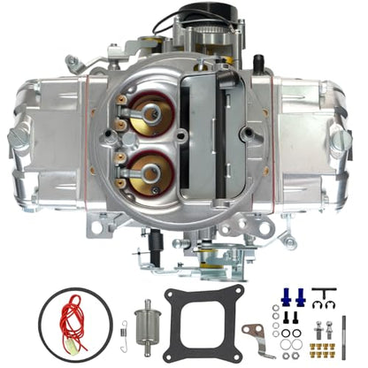 BR-67255 Carburetor 4150 Model 650 CFM 4 Barrel For Holley Quick Fuel Brawler Double-Pumper Carburetor Mechanical Secondary Electric Choke, Square Bore Flange Replace