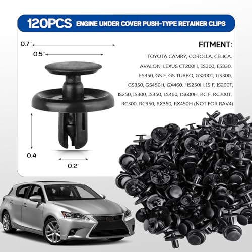 120 pcs Engine Under Cover Push Pins Retainer Clips for Toyota Lexus Body