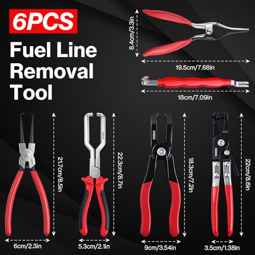 10 PCS Electrical Disconnect Pliers Fuel Line Disconnect Tool Kit, Hose Clamp Pliers Set with Snap Ring Pliers, Trim Removal Tools, Hose Removal Tool for Auto Repair - size: 10