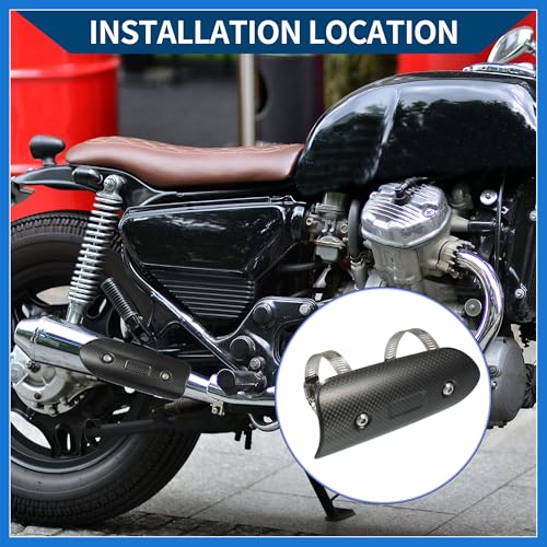 Muffler Heat Guard with Clamp/Exhaust Pipe Head Shield Cover for Motorcycle/Heat Insulation Carbon Fiber 145x62mm / 1 Set Black Auto Accessories