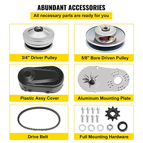 VEVOR Torque Converter, 30 Series 212 Predator Torque Converter kit Go Kart, Mini Bike Comet Clutch Set, 3/4 Inch 10T #40 or 41 Chain Predator Driver Pulley Replacement Comet TAV2 - size: 3/4 Inch 10T