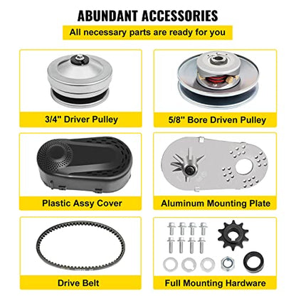 VEVOR Torque Converter, 30 Series 212 Predator Torque Converter kit Go Kart, Mini Bike Comet Clutch Set, 3/4 Inch 10T #40 or 41 Chain Predator Driver Pulley Replacement Comet TAV2 - size: 3/4 Inch 10T