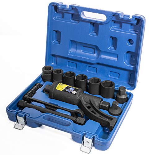 XtremepowerUS 8-Pieces Heavy Duty Torque Multiplier Wrench Labor Saving Lug Nut Wrench Torque Multiplier Cr-v Socket (24mm to 38mm) for Semi Truck & RVs w/Case - style: Torque Wrench Labor Saving