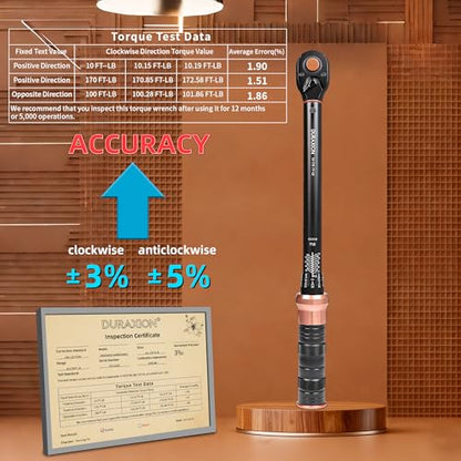Torque Wrench 1/2-Inch Drive Dual Range Scales 10-170 Ft-Lb/13.56-230.5Nm - size: 1/2" 10-170FT.LB