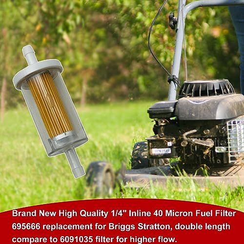 Replacement Fuel Filter for BS 695666 40 Micron 1/4 Inch Inline Fuel Filter - size: 2 Long PCS