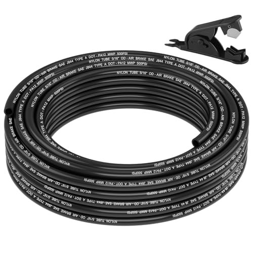 5/16" DOT Air Line, 35FT SAE J844 PA12 Nylon Air Tubing with Cutter - size: 5/16" OD 35FT