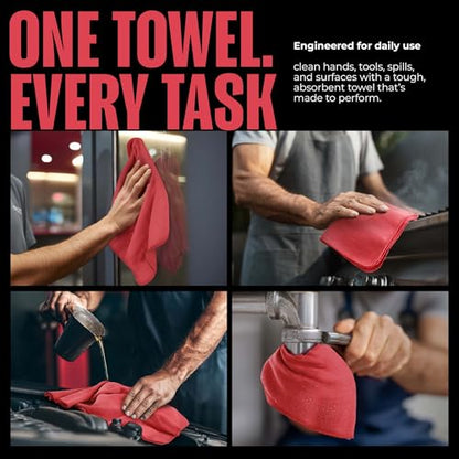 Utopia Cotton Shop Towels, 100 Pack, 12x14 Cleaning Rags, Red - color: Red