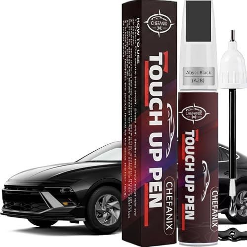 Abyss Black(A2B) Touch Up Paint Pen for Hyundai, 2-in-1 Brush & Pen Repair - color: Abyss Black(A2B)