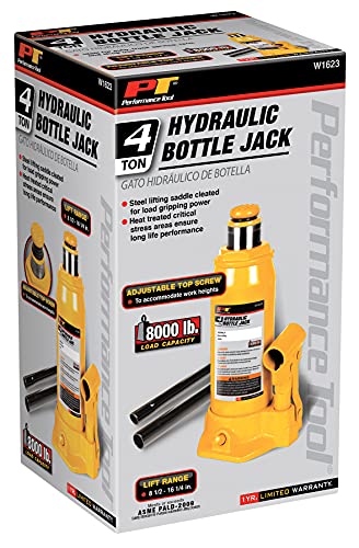 Performance Tool W1623 4-Ton (8,000 lbs.) Heavy Duty Hydraulic Bottle Jack - size: 4-Ton - Standard