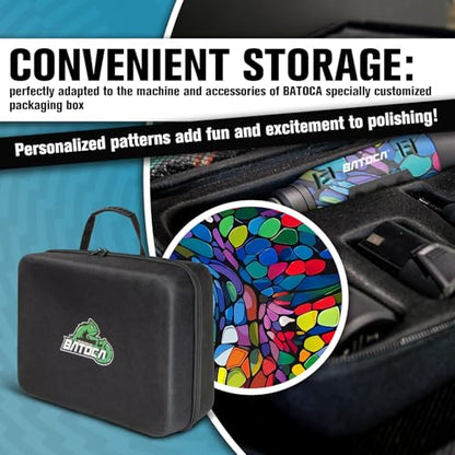 BATOCA S6 Mini Cordless Polisher 2 Heads for Car/Motorcycles Detailing Kit - size: Graffiti Style with 2 batteries