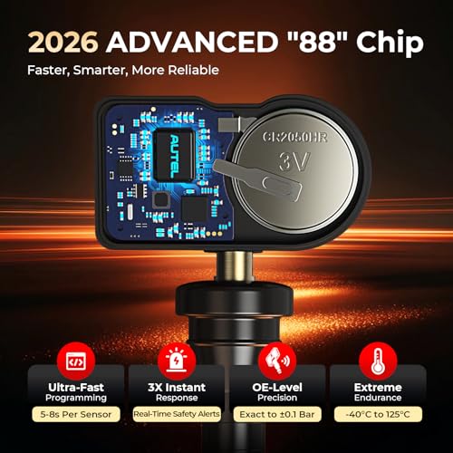 Autel TPMS Sensors Set of 4: Universal Programmable Tire Pressure Sensors