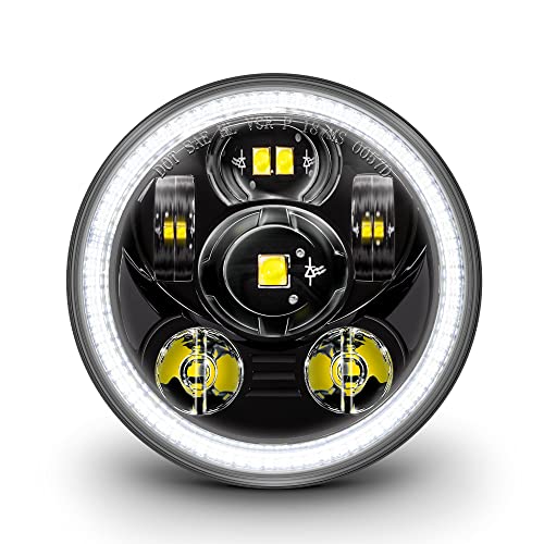 TRUE MODS 5.75 Inch LED Headlight for Harley Davidson Halo DRL Round - color: Black, size: HALO