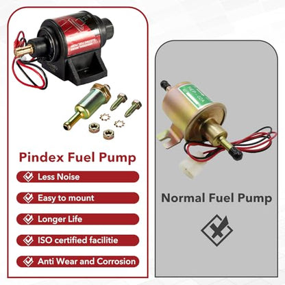 Pindex Universal 12v 2-3.5psi Electric Fuel Pump 28 GPH Gasoline Fuel Transfer Pump for 4v 6v Carburetor - color: Red 42S 2-3.5psi