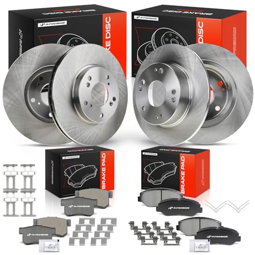 A-Premium Front Vented and Rear Solid Brake Rotors and Ceramic Pads Kit - style: 2011-2014