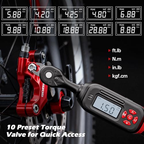 1/4" Digital Torque Wrench Set, 1.5-30 N.m, ±2%, Bike Tool Kit - size: 1/4" 15pcs-Bike 1.5-30N.m/1-22Ft.lb