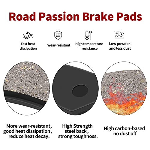 Road Passion Brake Pads Front and Rear Replacement for YAMAHA XVS1100 V-Star Custom Midnight 2007-2008 / XVS1100 V-Star Custom/Classic/Silverado 1999-2009/ Dragstar 1100 XVS1100/ Virago 1100 XV1100