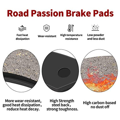 Road Passion Brake Pads Front and Rear Replacement for YAMAHA XVS1100 V-Star Custom Midnight 2007-2008 / XVS1100 V-Star Custom/Classic/Silverado 1999-2009/ Dragstar 1100 XVS1100/ Virago 1100 XV1100