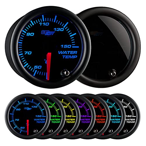 GlowShift Tinted 7 Color 150C Water Coolant Temp Gauge Kit, 2-1/16" 52mm