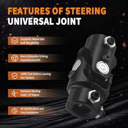 3/4-36 Spline X 3/4" DD Black Steering Universal Joint Single U Joint Shaft