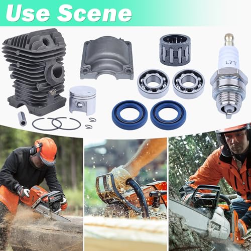 Adefol 40mm Cylinder Piston Kit For Stihl MS210 021 MS 210 Chainsaw with Crank Bearing Oil Seals Engine Pan Needle Bearing Spark Plug Replacement Parts for 1123 020 1216 11230201216