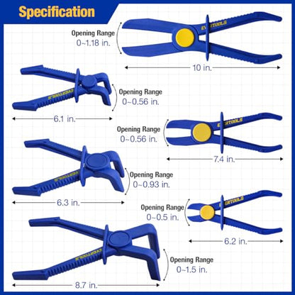 6pcs Hose Clamp Pliers Set, Radiator Fuel Line Clamp Tool, Straight & 90° Angled Pinch Off Pliers Set for Flexible Brake, Fuel, Coolant and Radiator Hoses - style: 90°