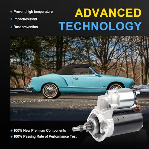 16450N Starter Motor Compatible with Porsche 914 1974-1975 1.8L, Volkswagen Beetle 1970-1979 1.6L, Super Beetle 1972-1980 1.6L, 111911023, BAA-911-023B, 6004AA0021 - color: 16450