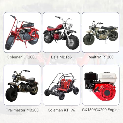 Left Long 212cc Exhaust Pipe with Muffler Compatible with Predator 212 196cc Coleman CT200U BT200X Axis M200 Mini Bike 6.5hp GX160 GX200 Clone Engine KT196 Go Kart with Main Jet Kit Colorful - color: Colourful
