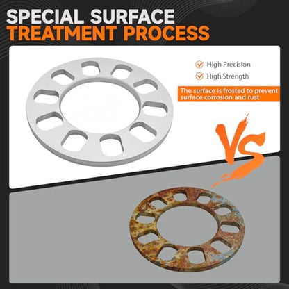 4 Pack Universal Wheel Spacers, 5/16" (8mm) Die Cast Replacement Wheel Spacer for 5 Lugs Wheels/Rims, Fits 100-120mm Multiple Bolts Pattern, 5x100, 5x108, 5x110, 5x112, 5x114.3, 5x115, 5x120 - size: 8mm-Pack of 4