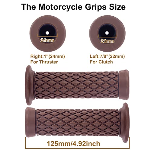 Universal Motorcycle Handles Grips - Non Slip Rubber Motorcycle Grips for Harley Honda Yamaha Suzuki Kawasaki Dirt Bike - color: Brown