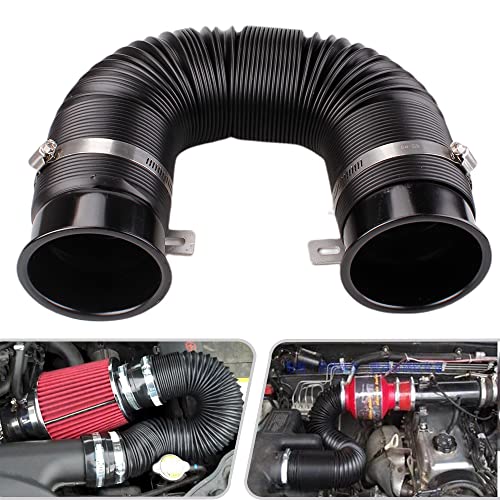 BARTOO 3" Turbine Intake Pipe Adjustable Cold Air Intake Pipe Tube Black - color: Black