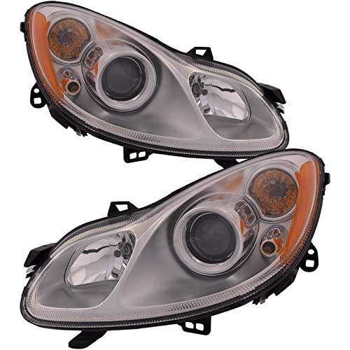 HEADLIGHTSDEPOT 헤드라이트 할로겐 세트 드라이버 왼쪽 오른쪽 조수석 쌍 스마트 포투 쿠페 또는 컨버터블 2008-2015와 호환 가능