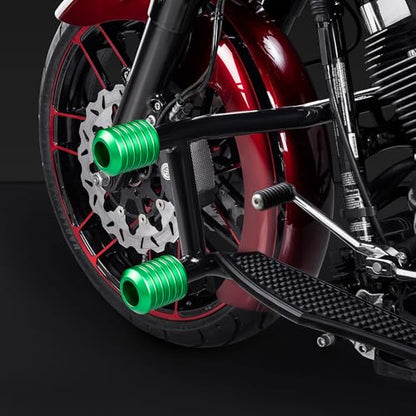 Advanblack Protek Two Step Highway Peg Crash Bar with CNC Slider Fit for 2014-2025 Harley Touring Road Glide Street Glide Electra Glide – Engine Guard Performance Upgrade (Green CNC) - color: Green CNC