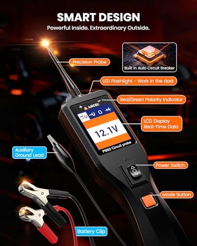 PB60 Automotive Power Circuit Probe, 12-24V Vehicle Component Activation ﻿ - color: Orange Black