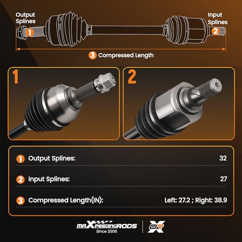 maXpeedingrods Front Left & Right CV Axle Shaft for Nissan Altima 2013-2018 - size: for 66-6431-LR