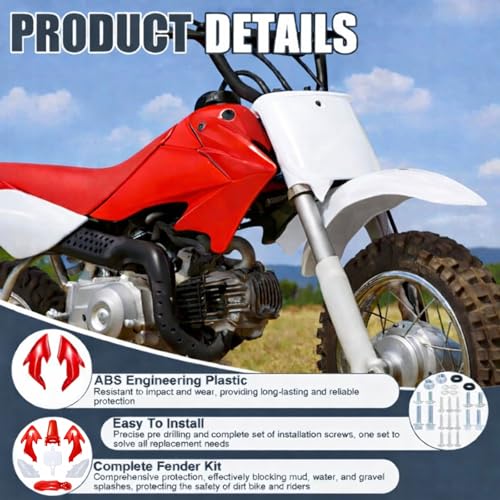 Podoy CRF50 Plastics Kit Body Fender Fairing Set 7PCS with Bolts (Red) - style: Red