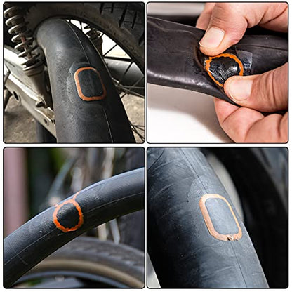 Bike Tire Repair Kit - Bycicle Inner Tube Puncture Patch Kits with 32PCS Vulcanizing Patches,Metal Rasp, for Motorcycle BMX Cycling MTB Road Mountain Bicycle
