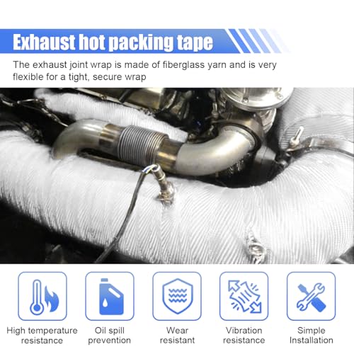 BDZMC 2" x 16 Ft Motorcycle Exhaust Heat Wrap Roll (White) - color: White