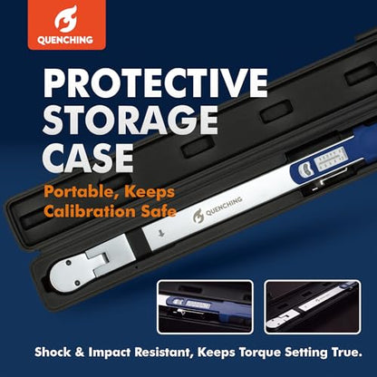 QUENCHING Split Beam Torque Wrench, 3/8-Inch Drive, 20–100 ft-lb, ±4% Accuracy, 15° Flex Head, CR-V Steel, Reliable Torque Wrench for Daily Garage and Automotive Maintenance - size: 3/8"DR. 20-100 FT-LB